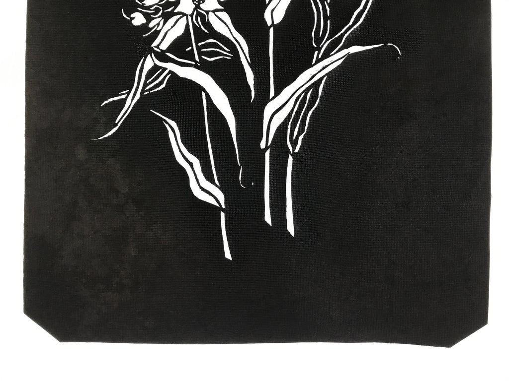 Antique Japanese Katagami Paper Kimono Stencil Katazome Flower Design A647
