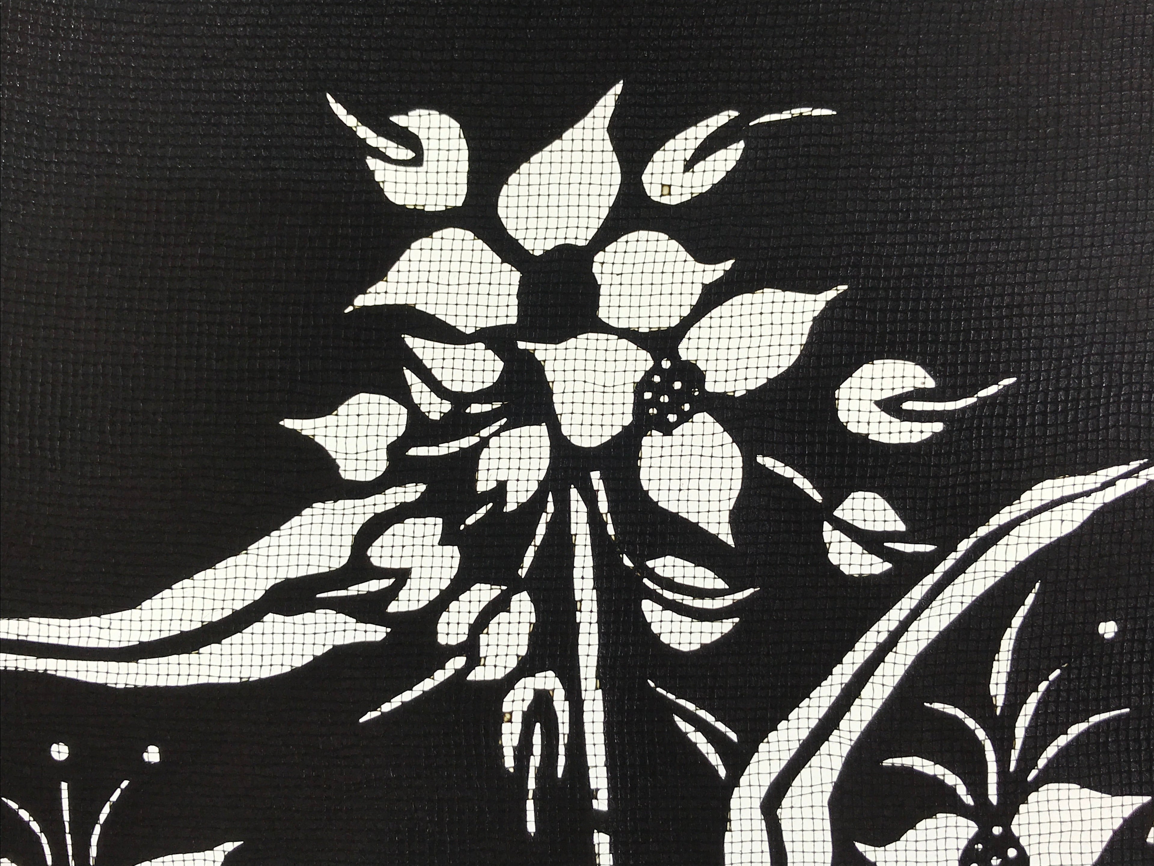 Antique Japanese Katagami Paper Kimono Stencil Katazome Flower Design A647
