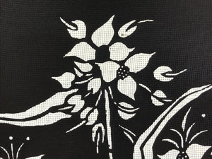 Antique Japanese Katagami Paper Kimono Stencil Katazome Flower Design A647