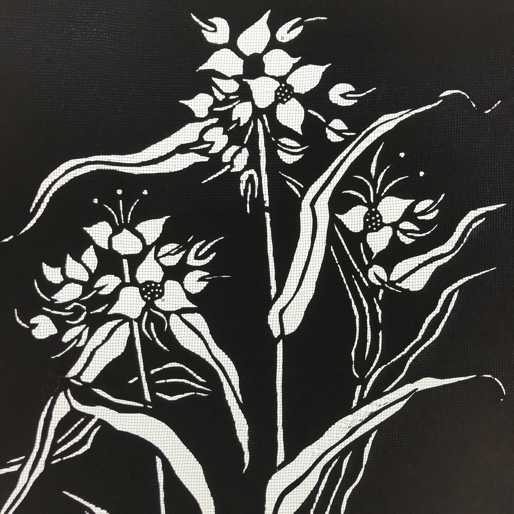 Antique Japanese Katagami Paper Kimono Stencil Katazome Flower Design A647