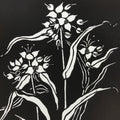 Antique Japanese Katagami Paper Kimono Stencil Katazome Flower Design A647