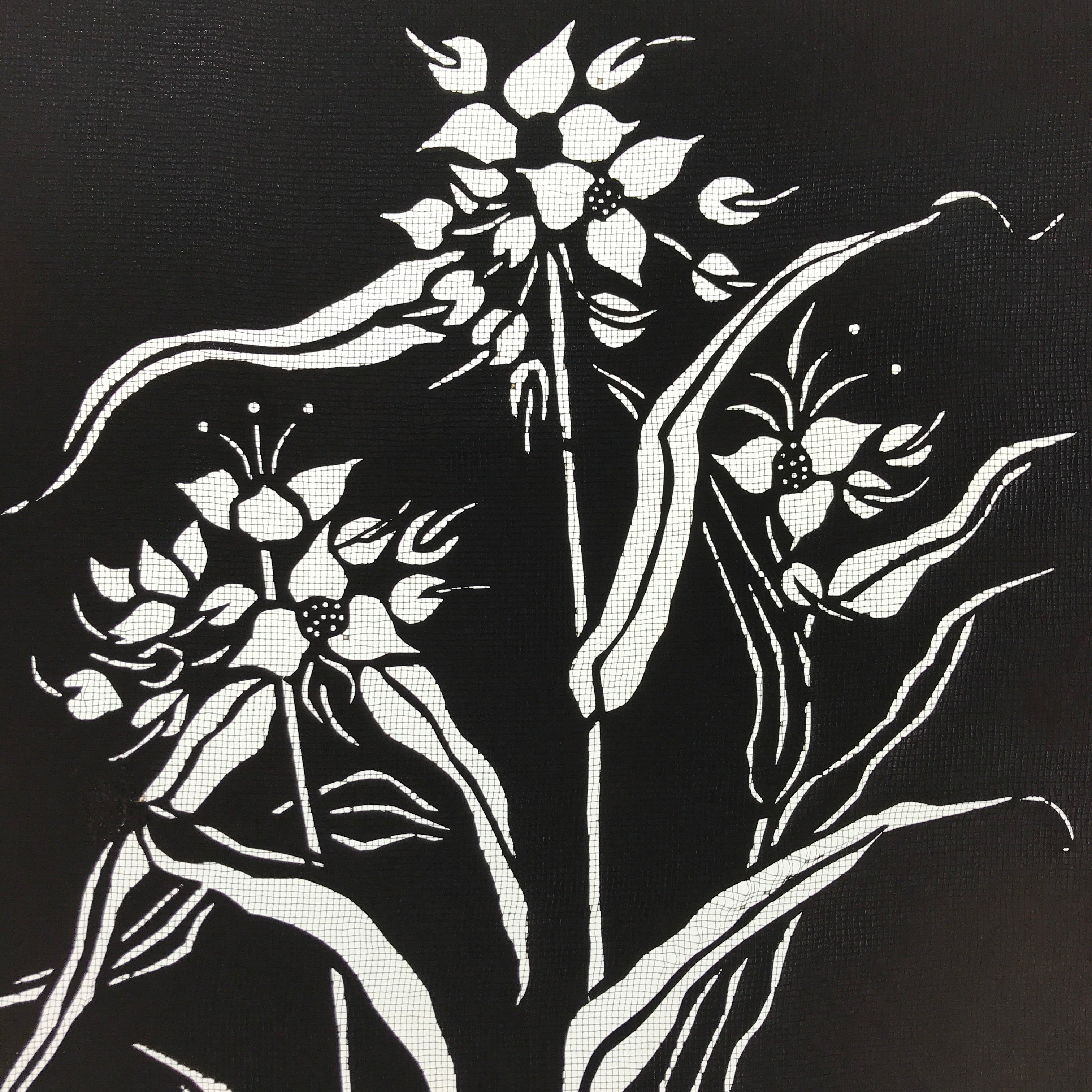 Antique Japanese Katagami Paper Kimono Stencil Katazome Flower Design A647