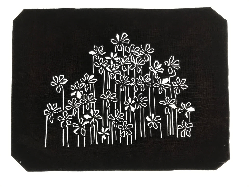 Antique Japanese Katagami Paper Kimono Stencil Katazome Flowers Design A805