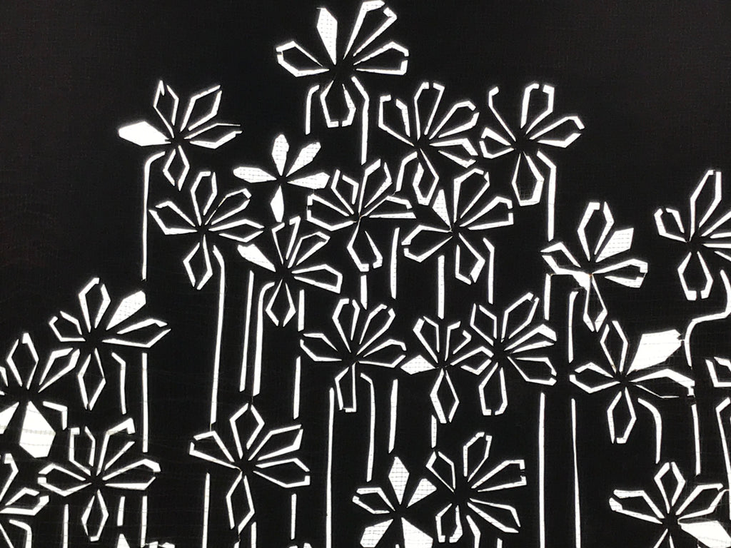 Antique Japanese Katagami Paper Kimono Stencil Katazome Flowers Design A805