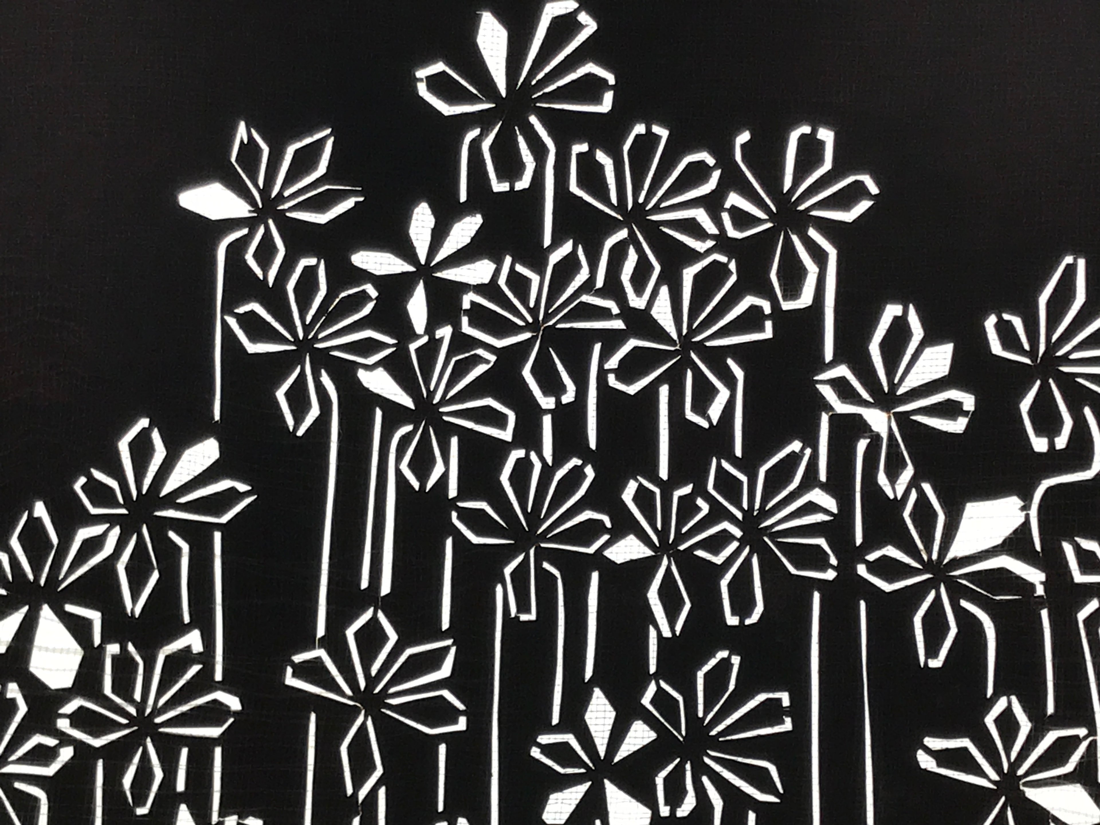 Antique Japanese Katagami Paper Kimono Stencil Katazome Flowers Design A805
