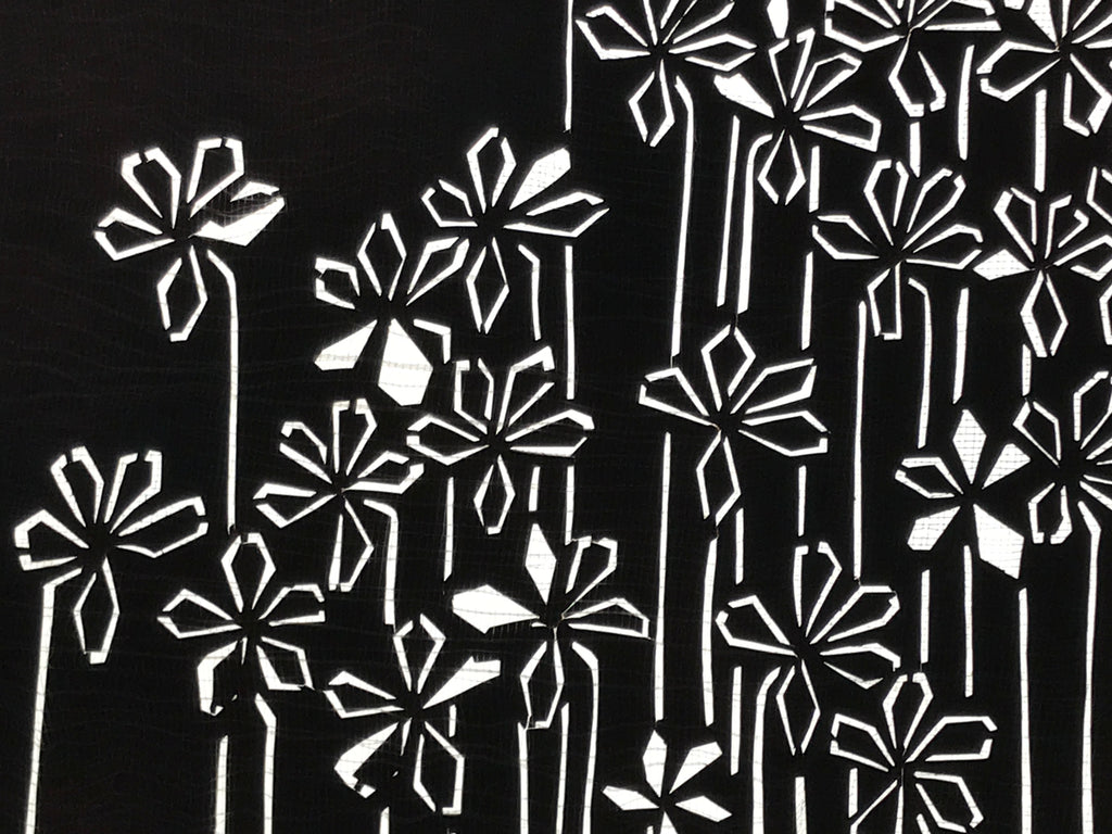 Antique Japanese Katagami Paper Kimono Stencil Katazome Flowers Design A805