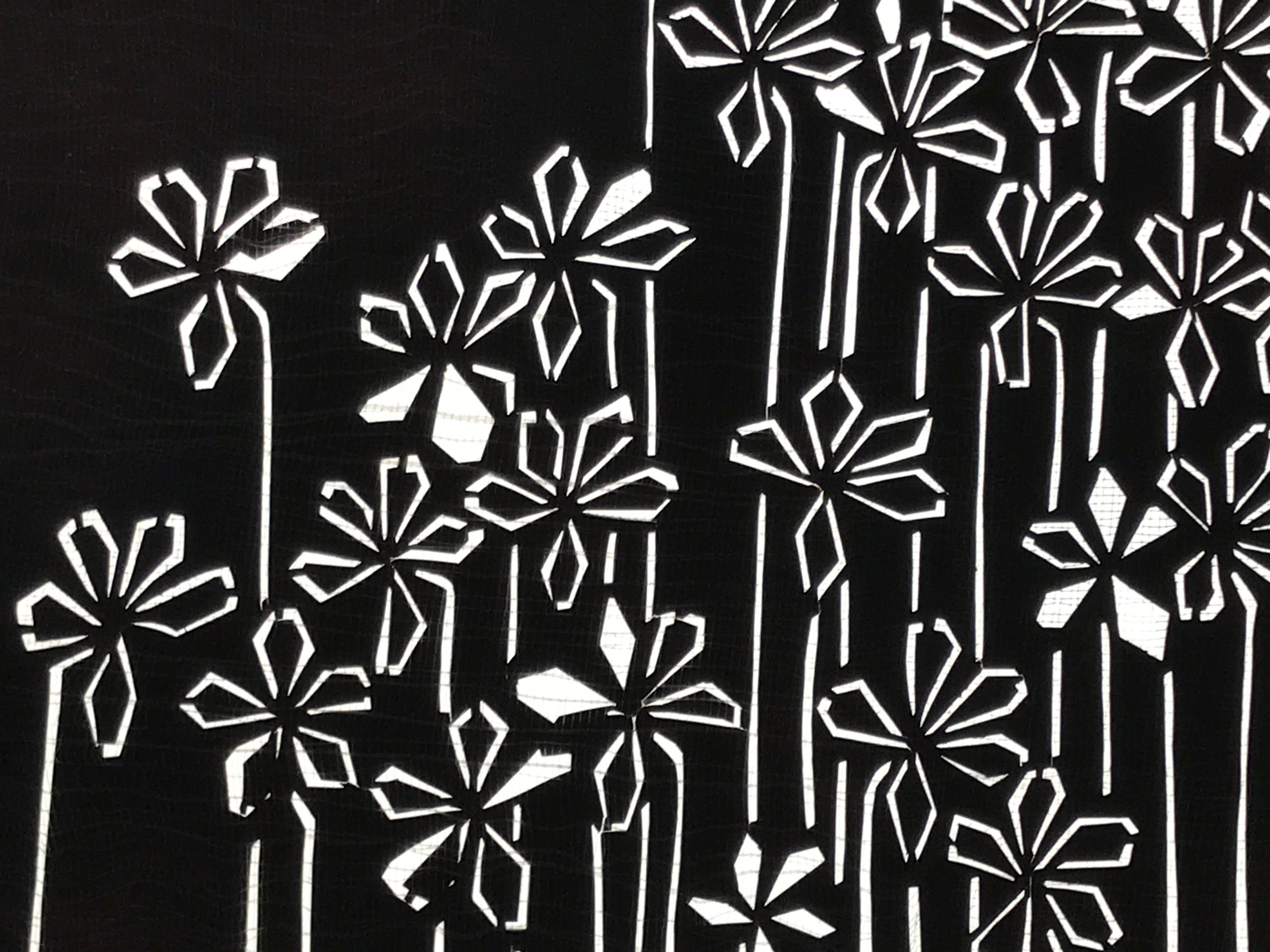 Antique Japanese Katagami Paper Kimono Stencil Katazome Flowers Design A805