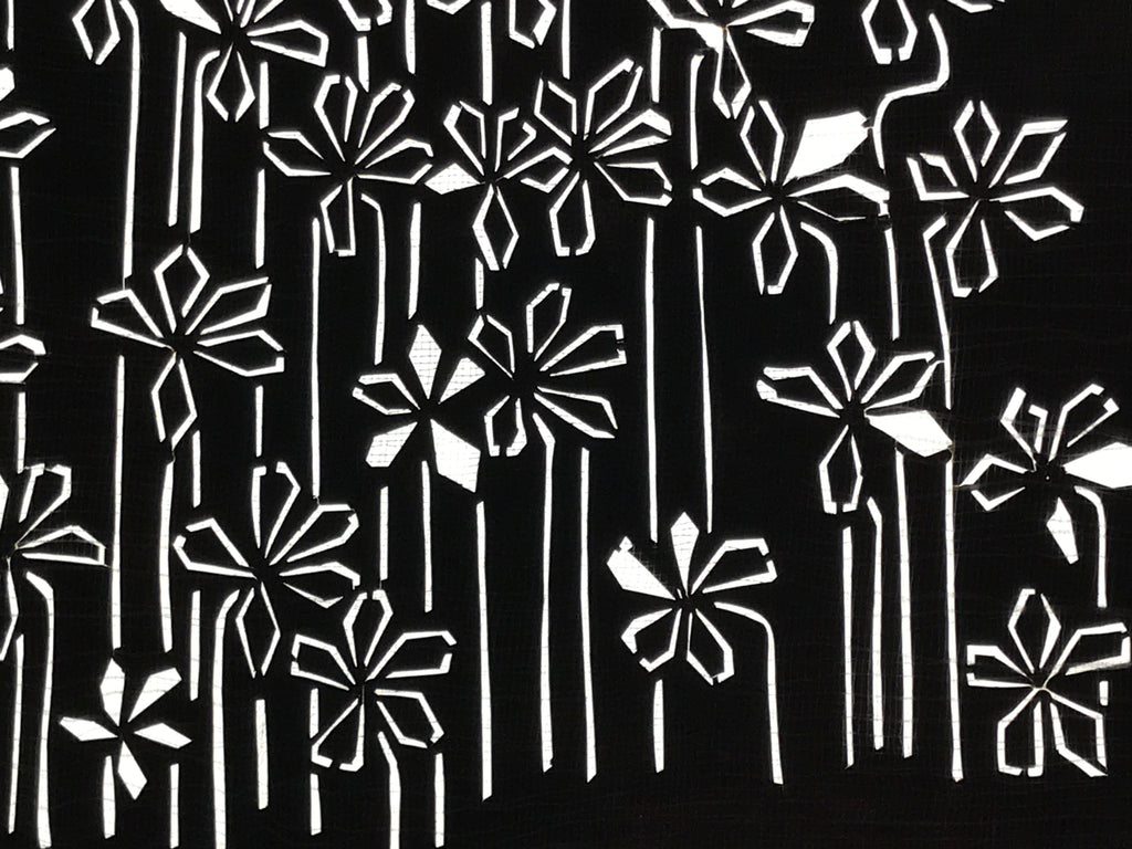 Antique Japanese Katagami Paper Kimono Stencil Katazome Flowers Design A805