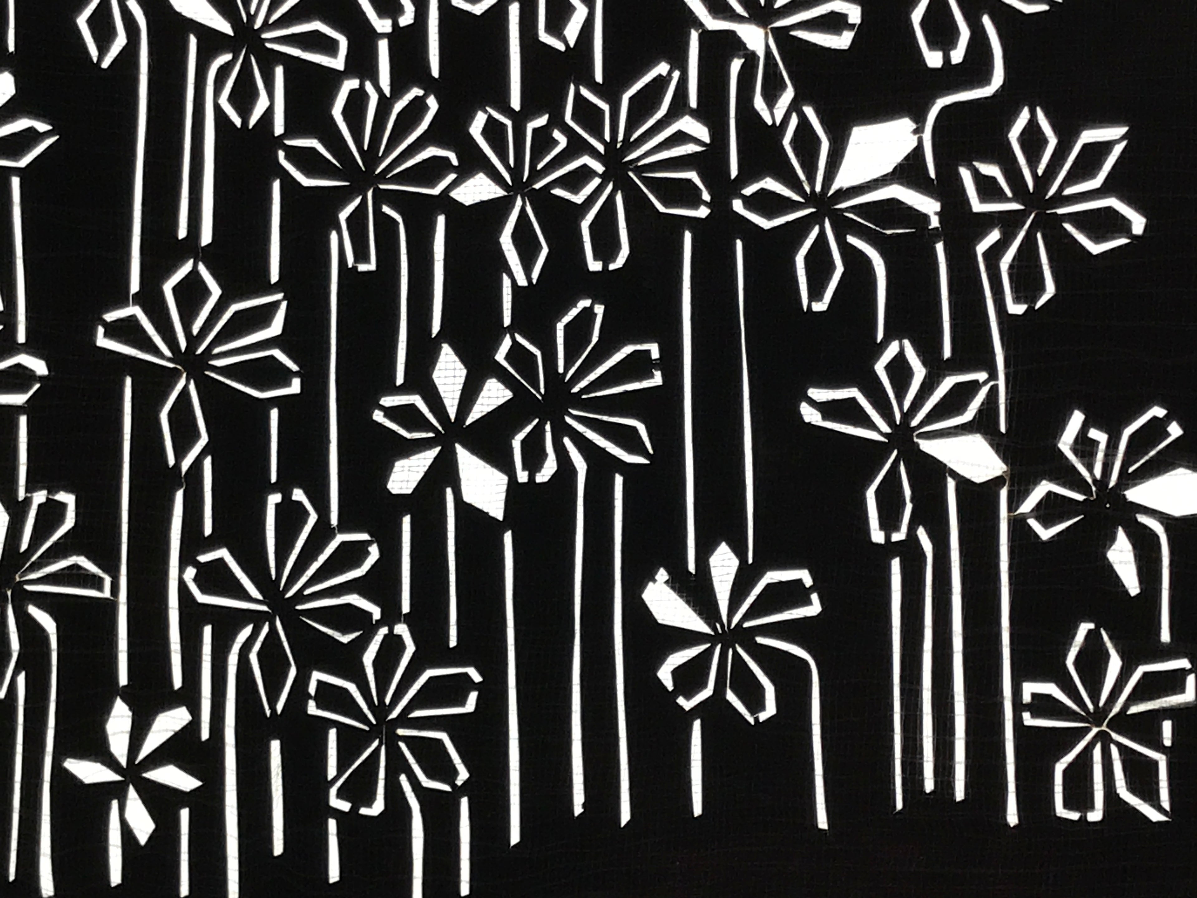 Antique Japanese Katagami Paper Kimono Stencil Katazome Flowers Design A805