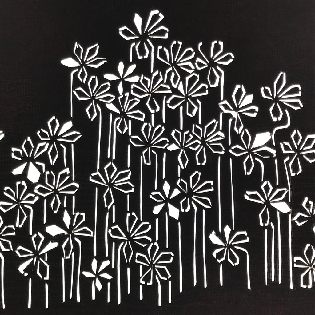 Antique Japanese Katagami Paper Kimono Stencil Katazome Flowers Design A805
