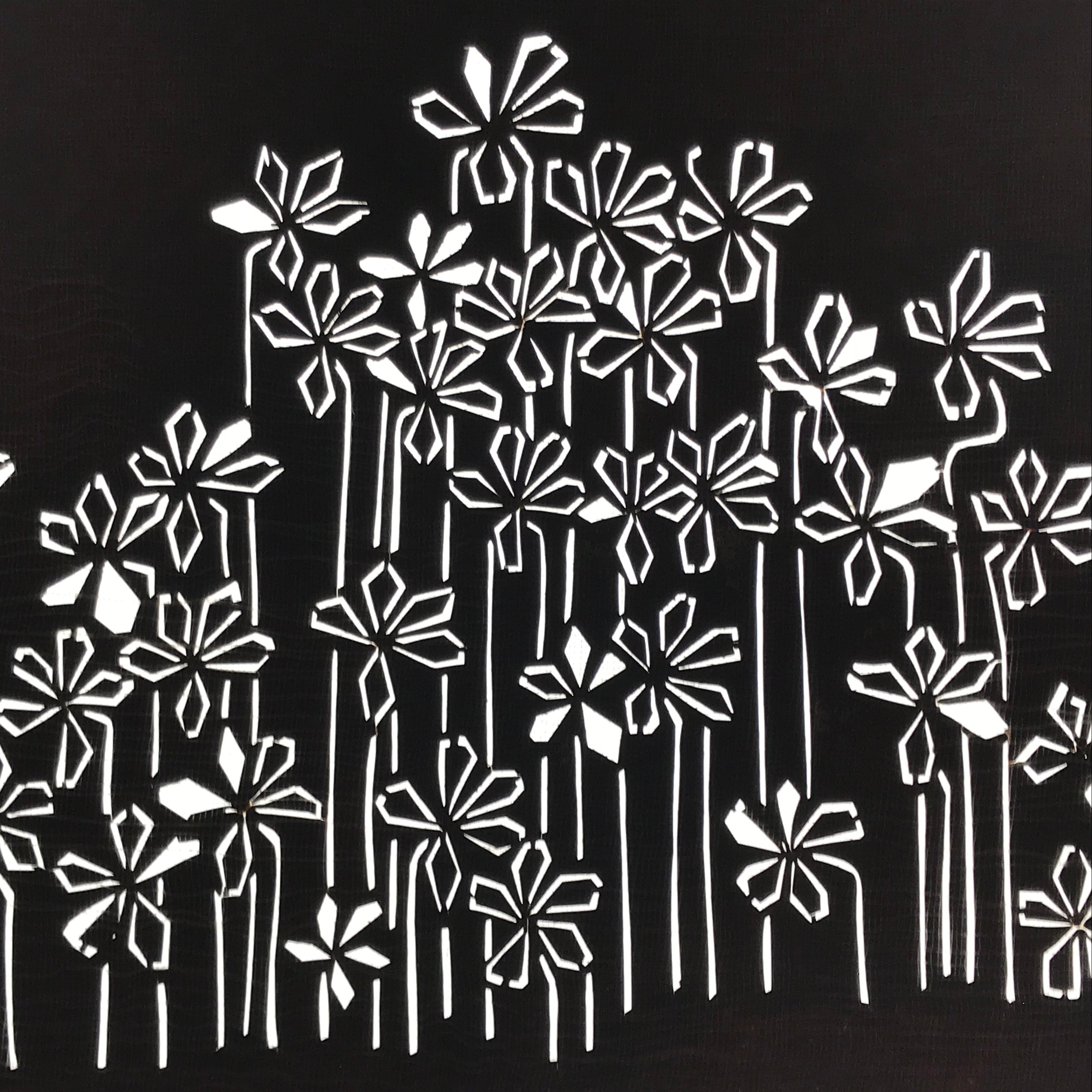 Antique Japanese Katagami Paper Kimono Stencil Katazome Flowers Design A805