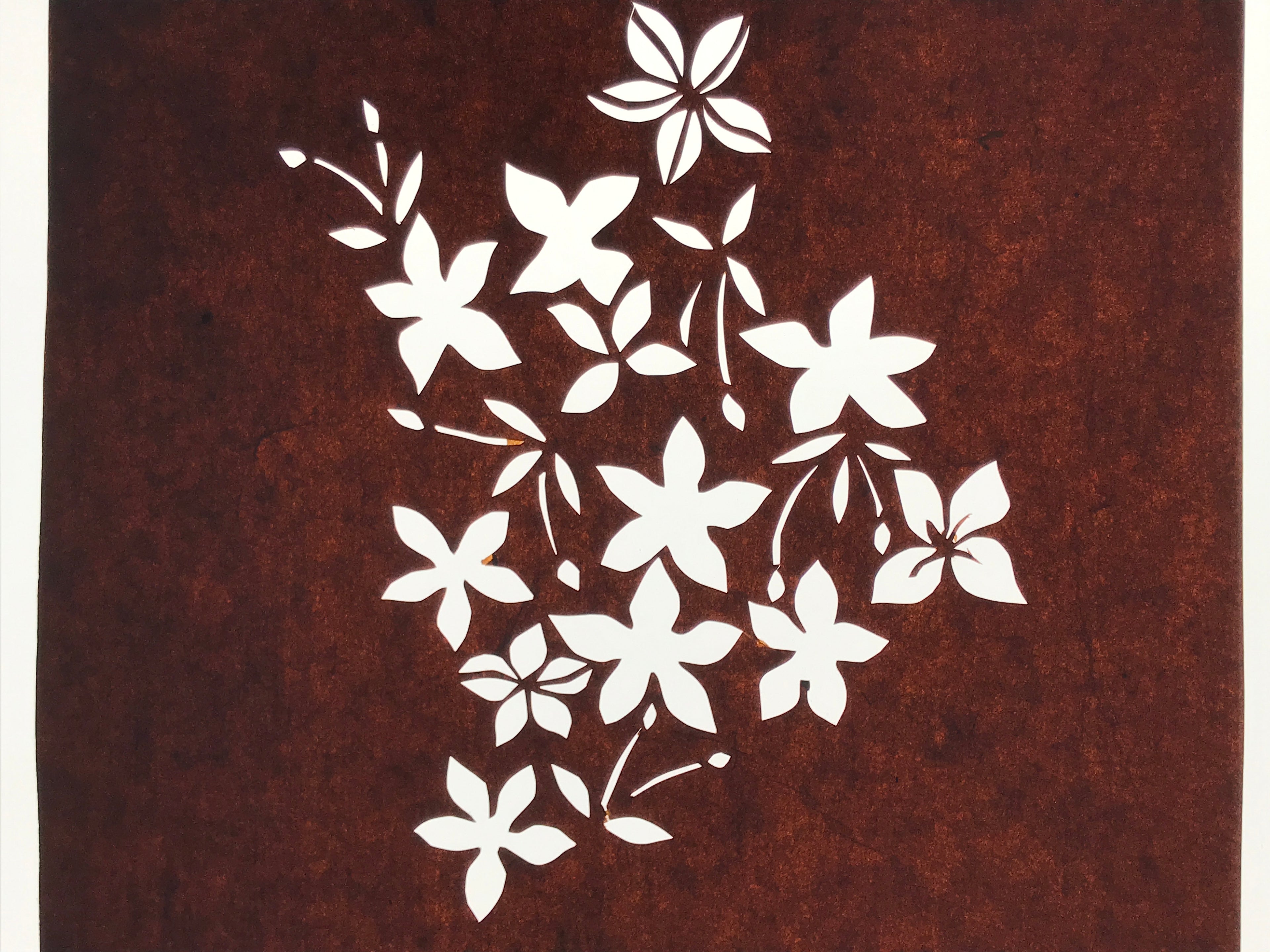 Antique Japanese Katagami Paper Kimono Stencil Katazome Flowers Design A886