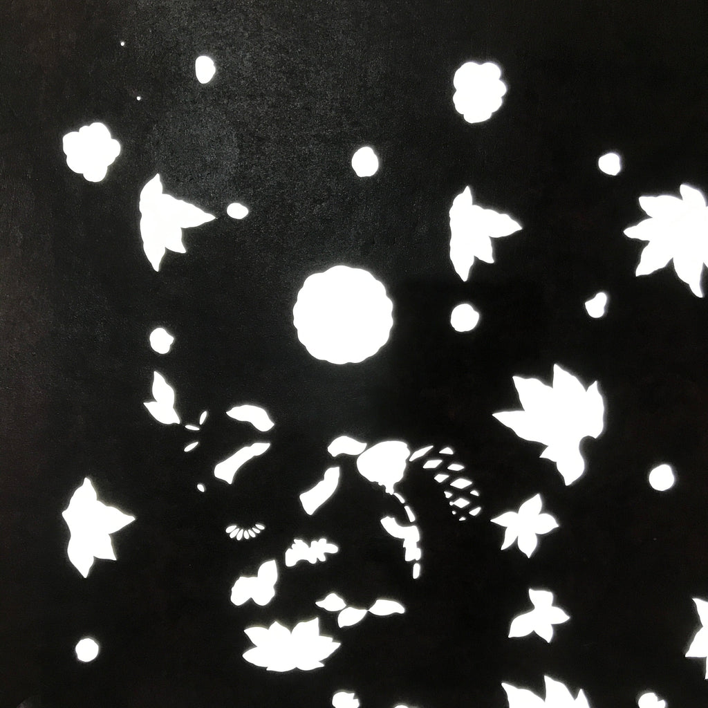 Antique Japanese Katagami Paper Kimono Stencil Katazome Flowers Design C910