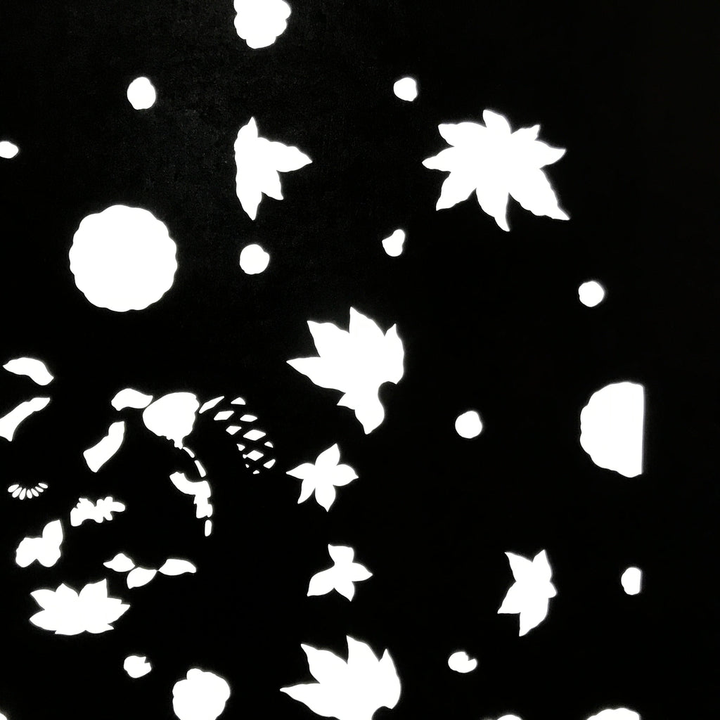 Antique Japanese Katagami Paper Kimono Stencil Katazome Flowers Design C910