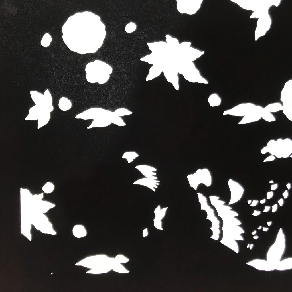 Antique Japanese Katagami Paper Kimono Stencil Katazome Flowers Design C910