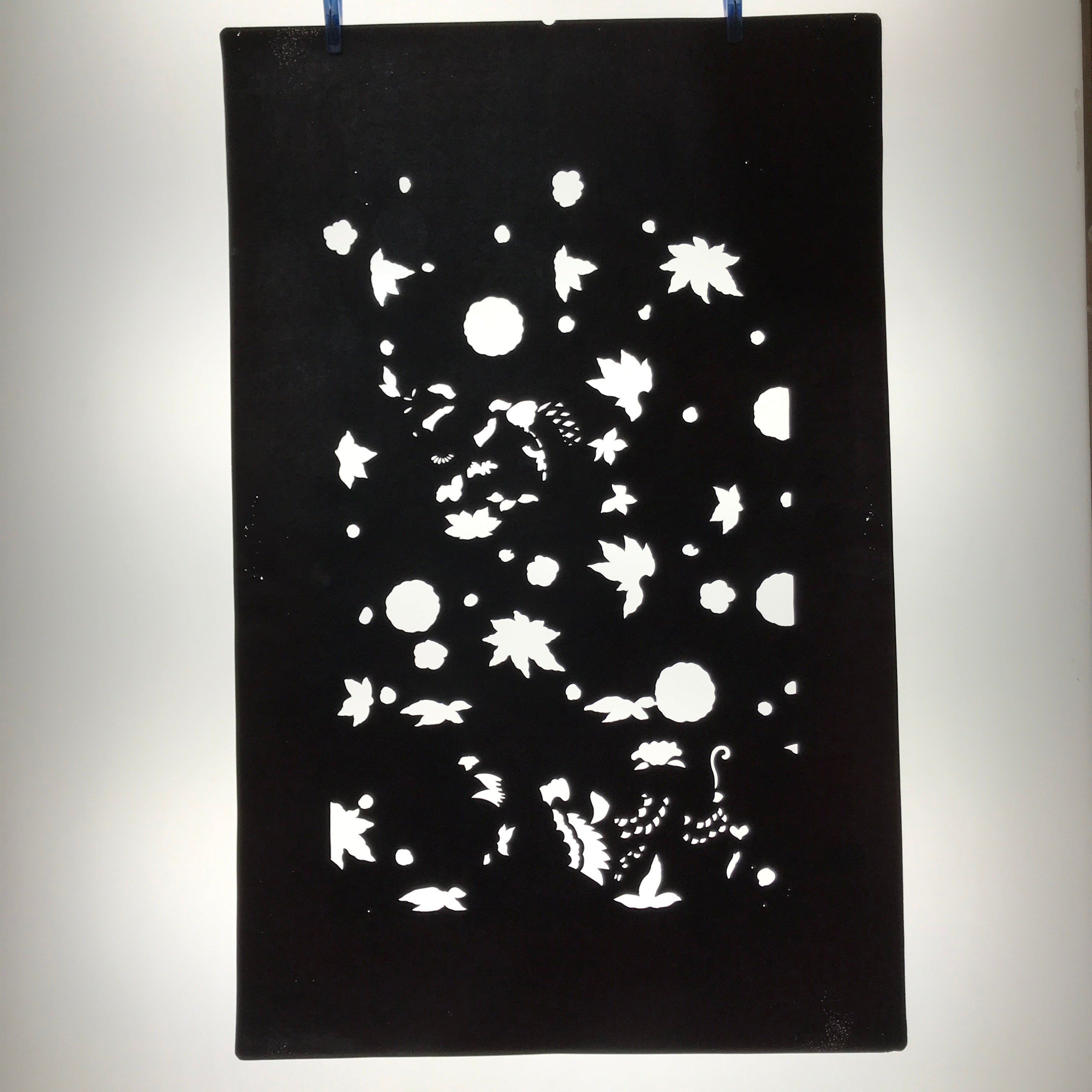 Antique Japanese Katagami Paper Kimono Stencil Katazome Flowers Design C910