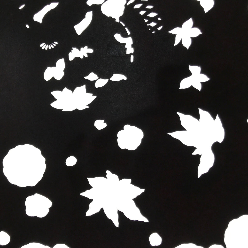 Antique Japanese Katagami Paper Kimono Stencil Katazome Flowers Design C910