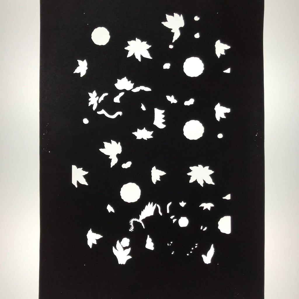 Antique Japanese Katagami Paper Kimono Stencil Katazome Flowers Design C911
