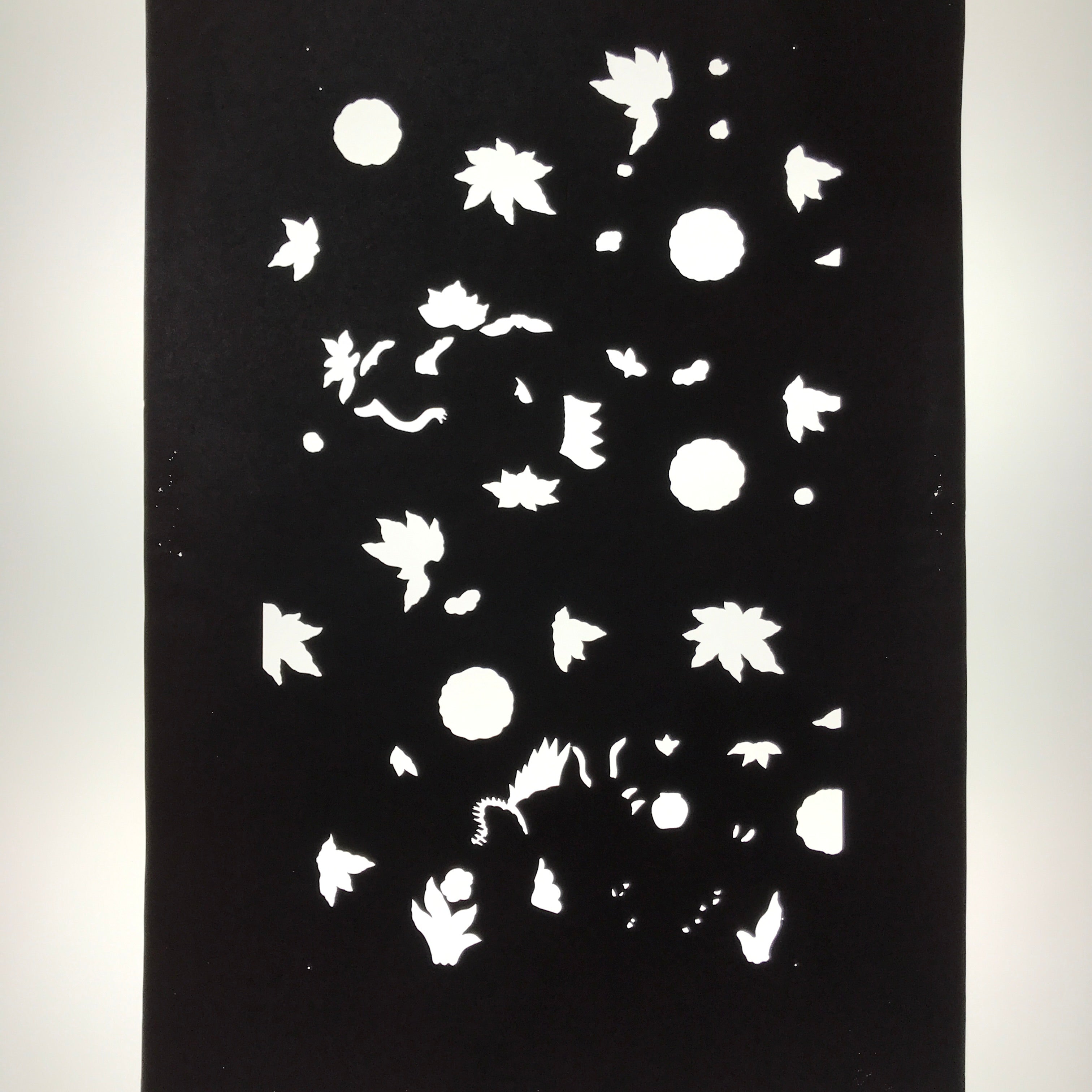 Antique Japanese Katagami Paper Kimono Stencil Katazome Flowers Design C911