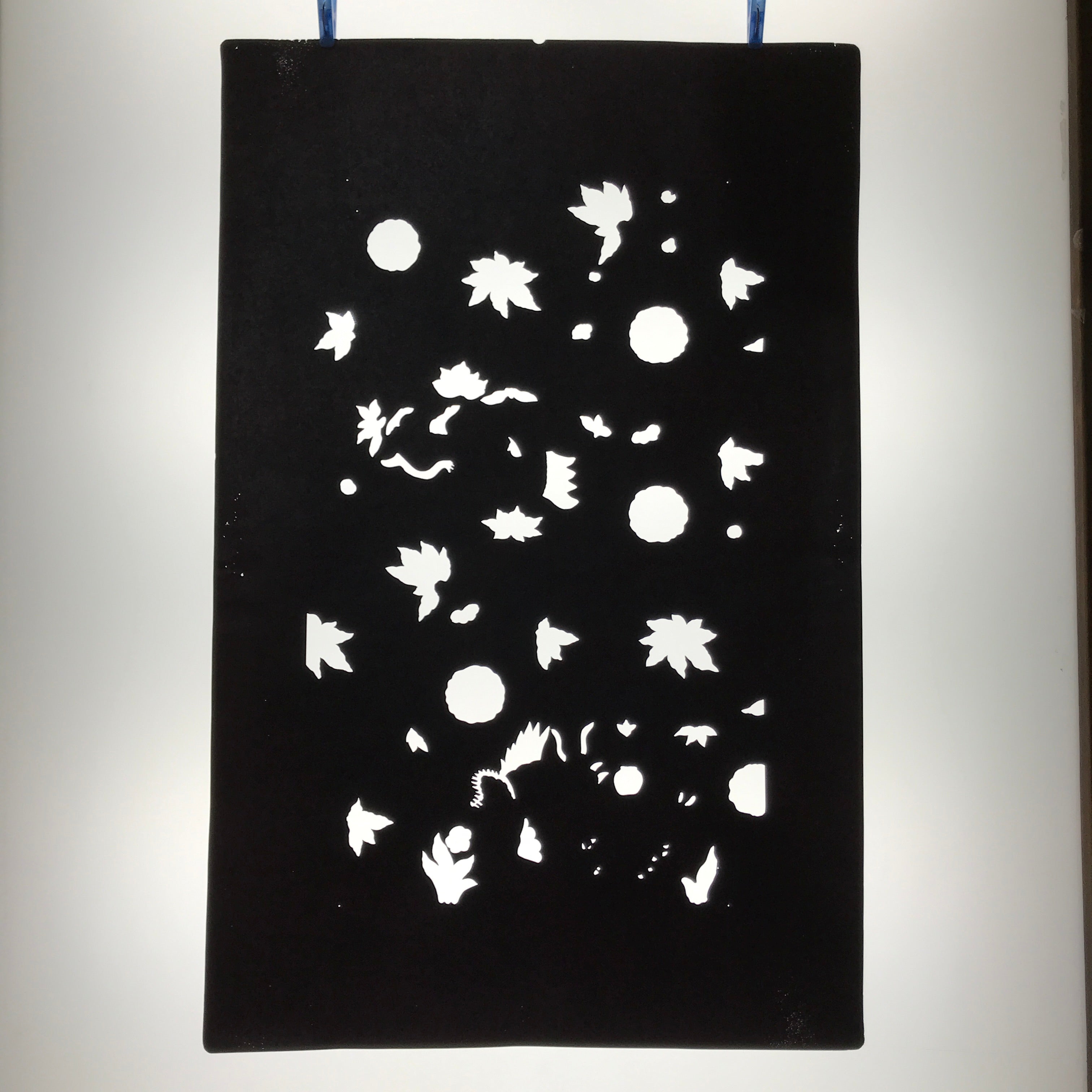 Antique Japanese Katagami Paper Kimono Stencil Katazome Flowers Design C911