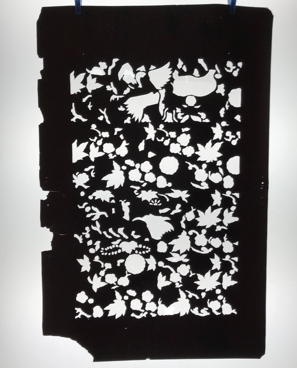 Antique Japanese Katagami Paper Kimono Stencil Katazome Flowers Design C913