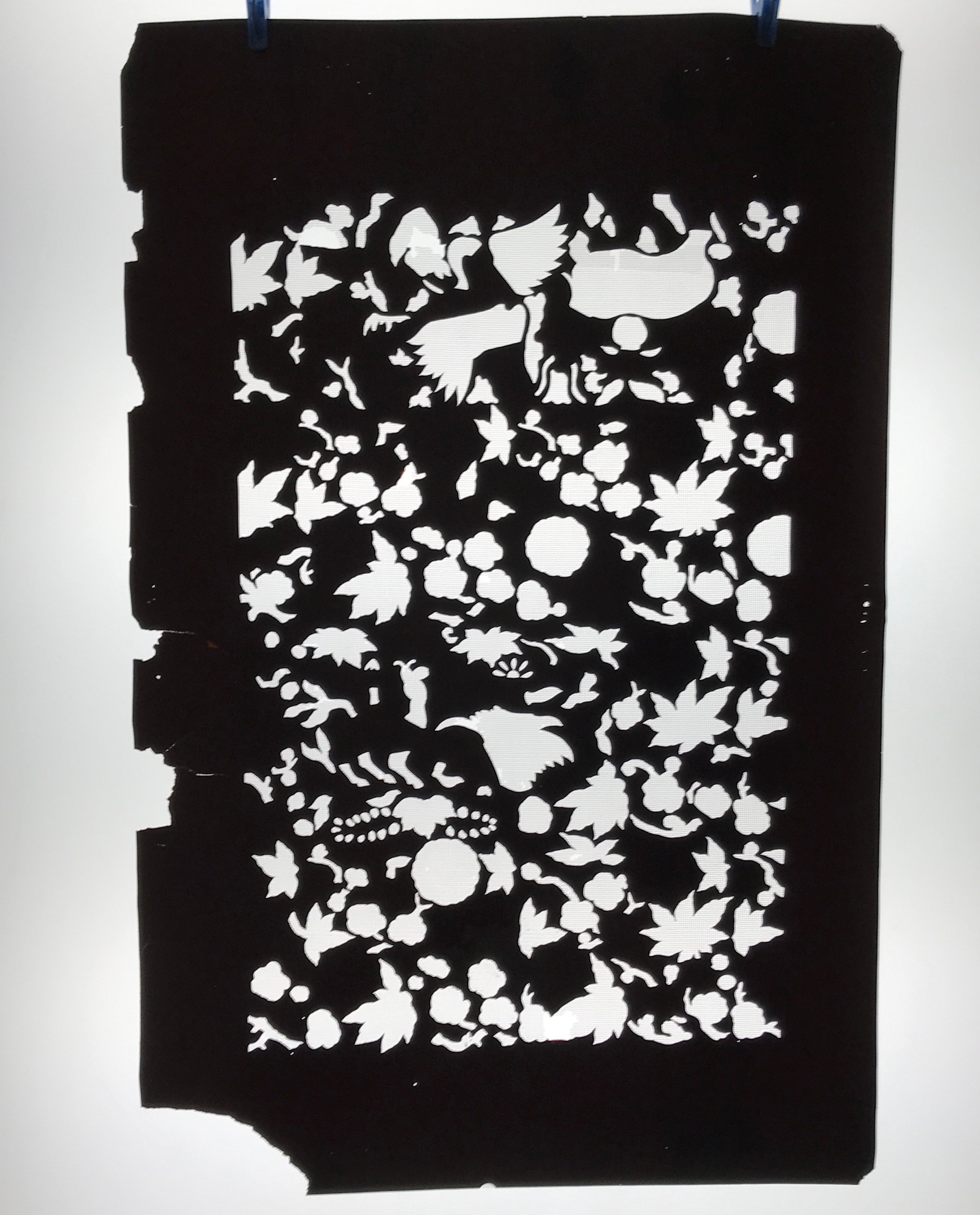 Antique Japanese Katagami Paper Kimono Stencil Katazome Flowers Design C913