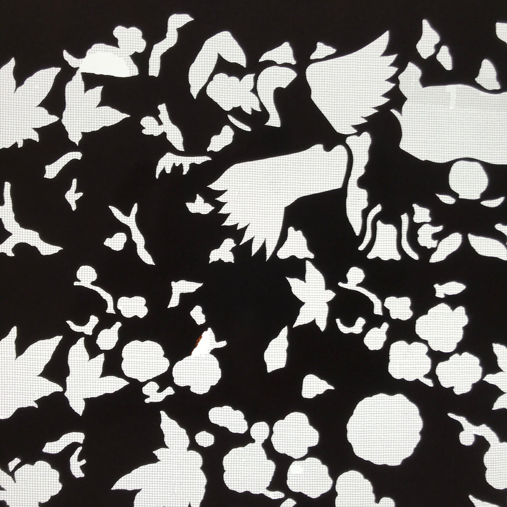 Antique Japanese Katagami Paper Kimono Stencil Katazome Flowers Design C913