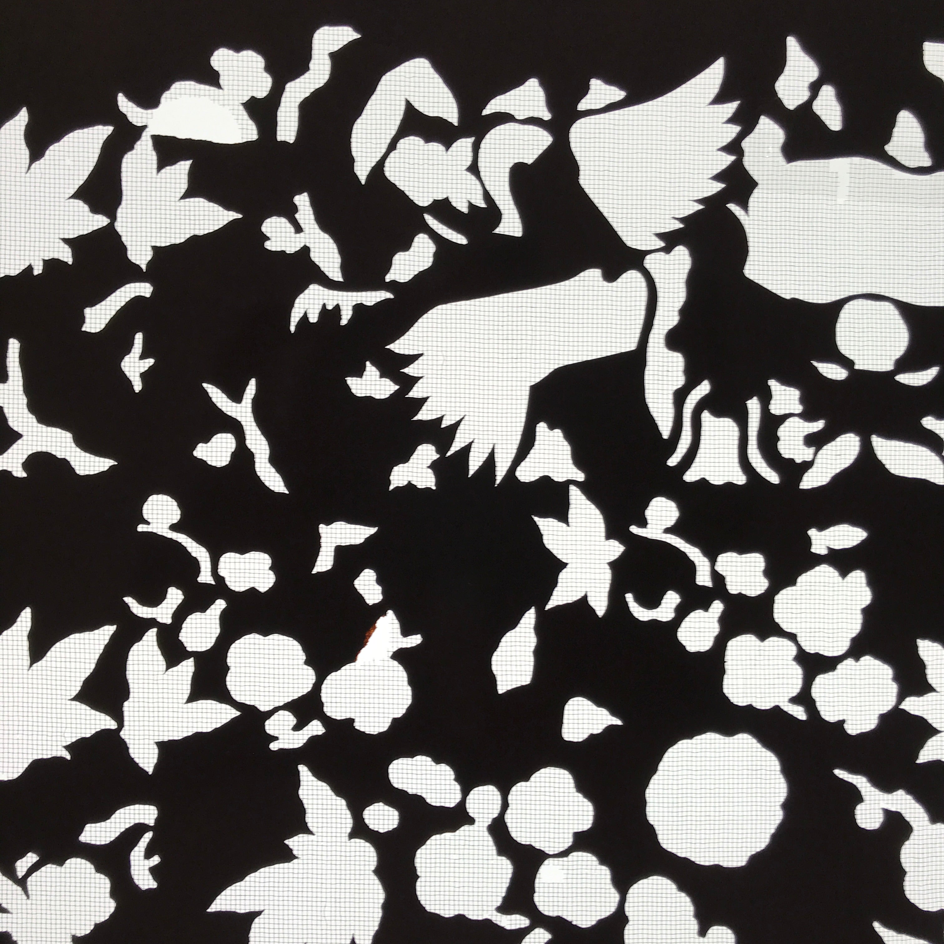 Antique Japanese Katagami Paper Kimono Stencil Katazome Flowers Design C913