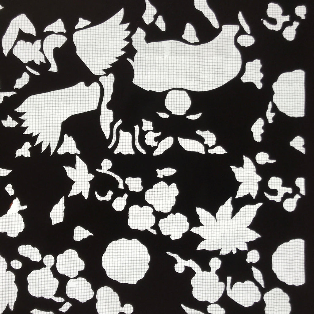 Antique Japanese Katagami Paper Kimono Stencil Katazome Flowers Design C913