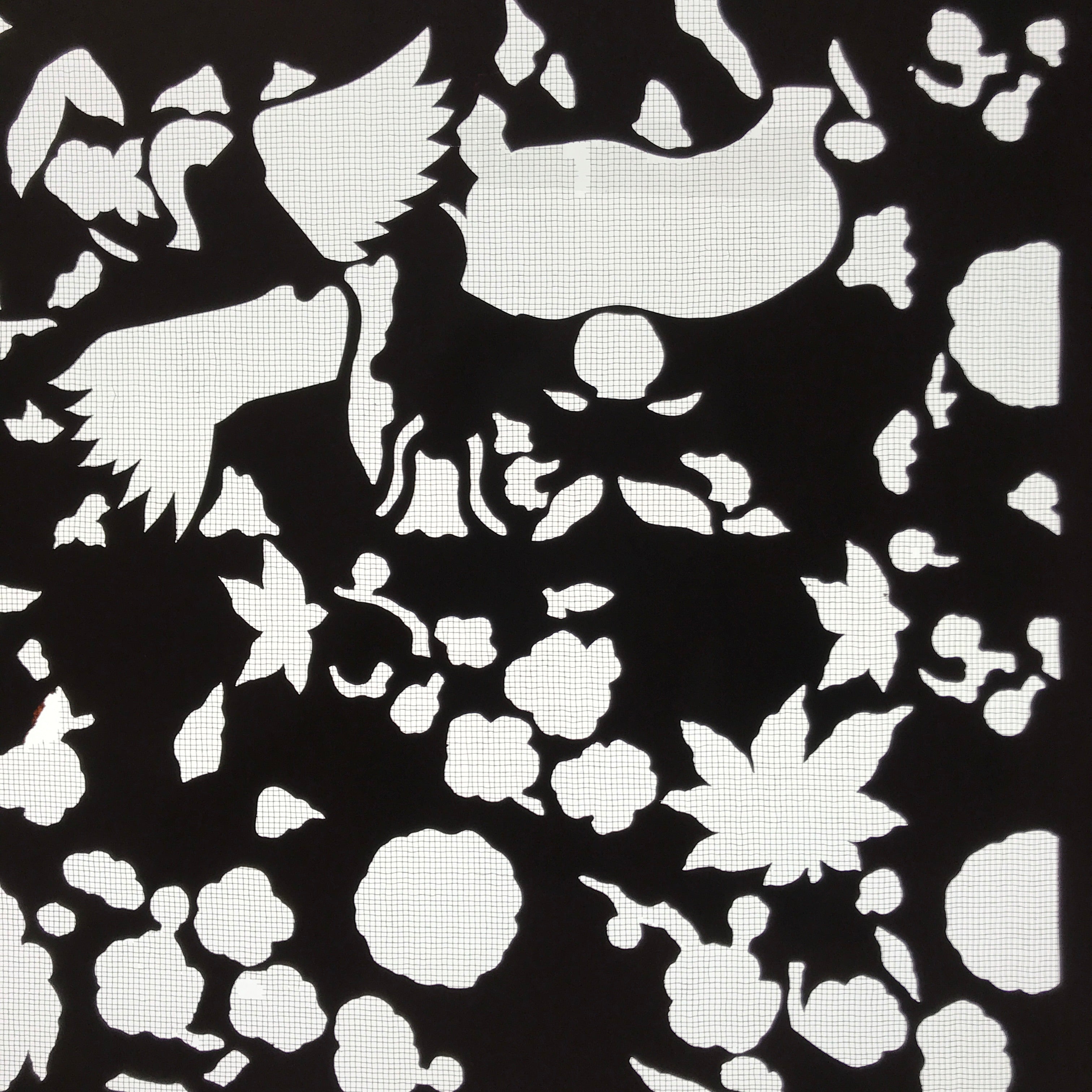 Antique Japanese Katagami Paper Kimono Stencil Katazome Flowers Design C913