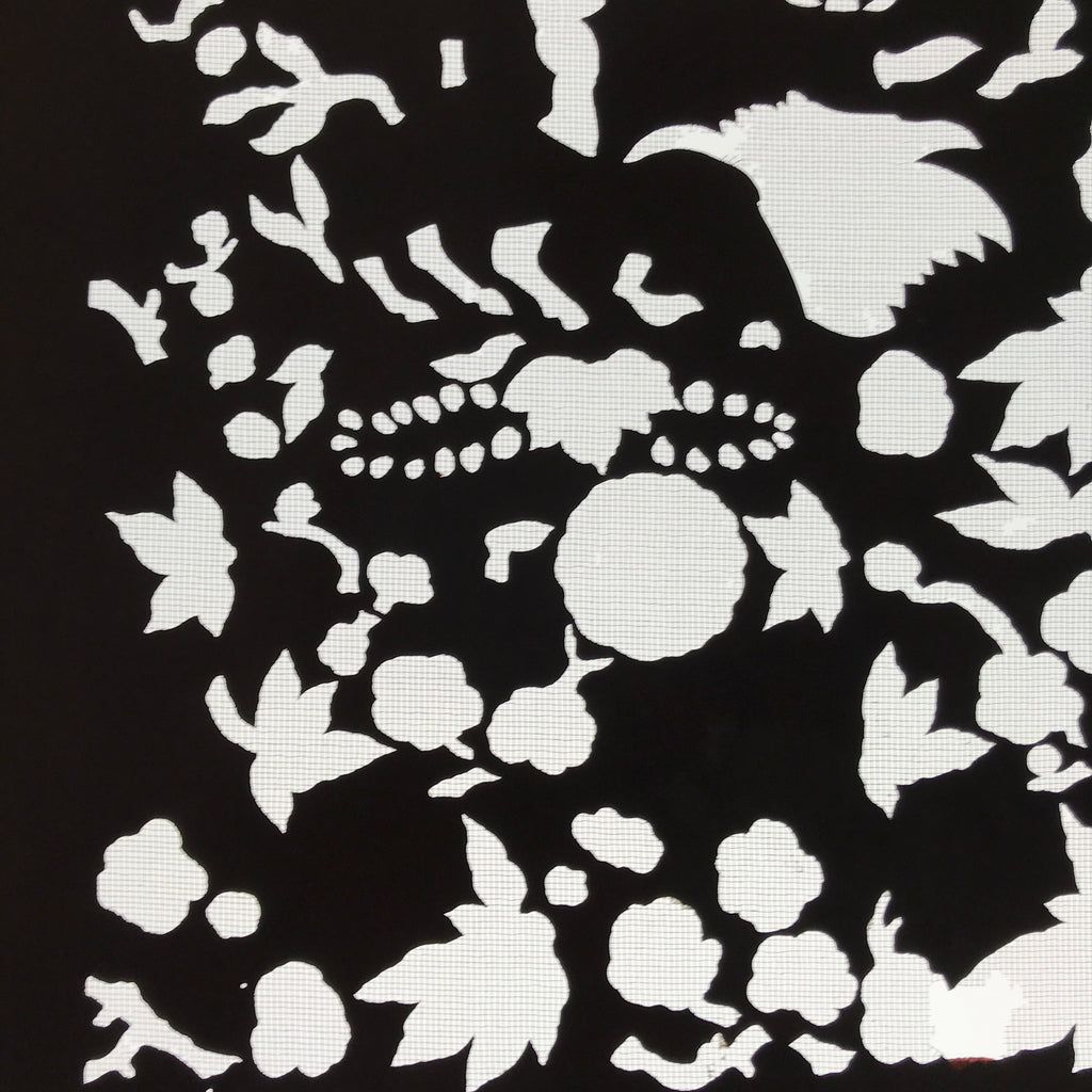 Antique Japanese Katagami Paper Kimono Stencil Katazome Flowers Design C913
