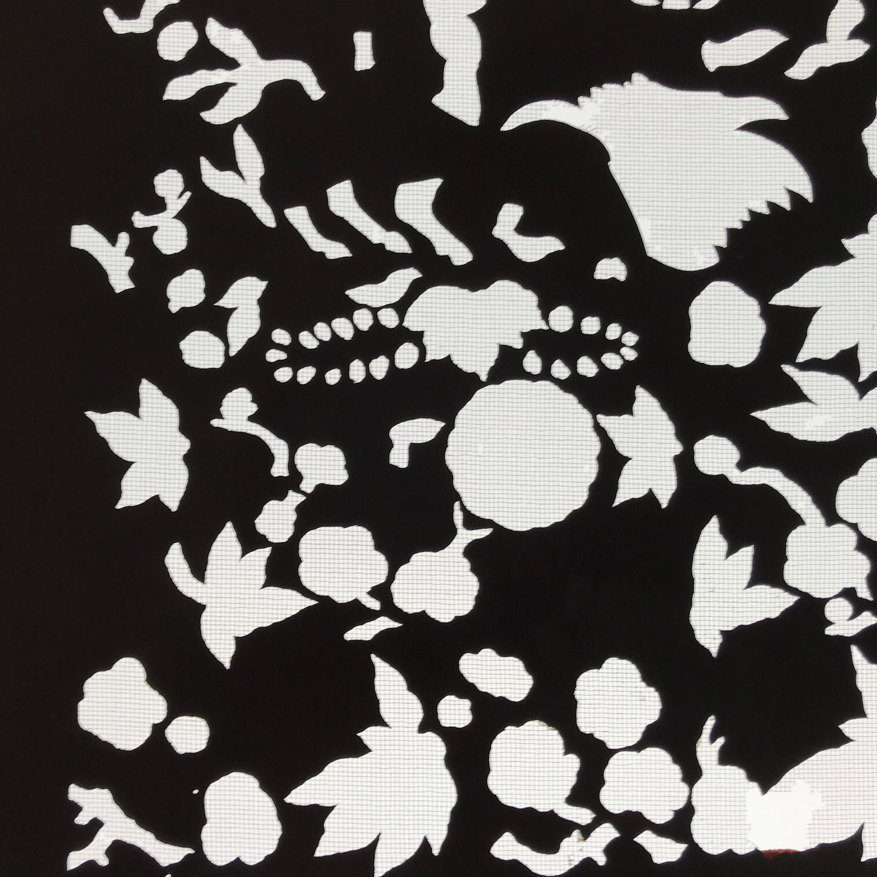 Antique Japanese Katagami Paper Kimono Stencil Katazome Flowers Design C913