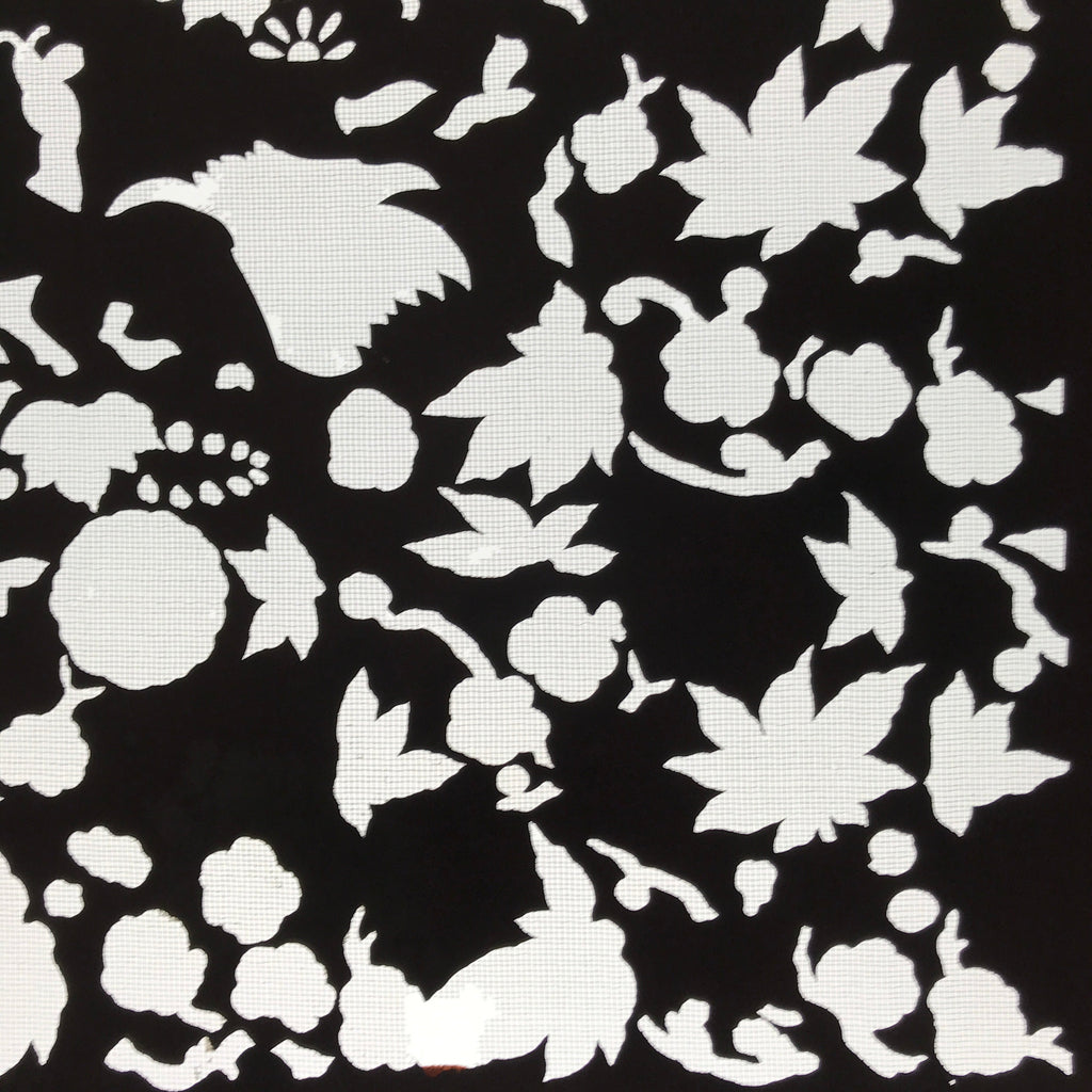 Antique Japanese Katagami Paper Kimono Stencil Katazome Flowers Design C913