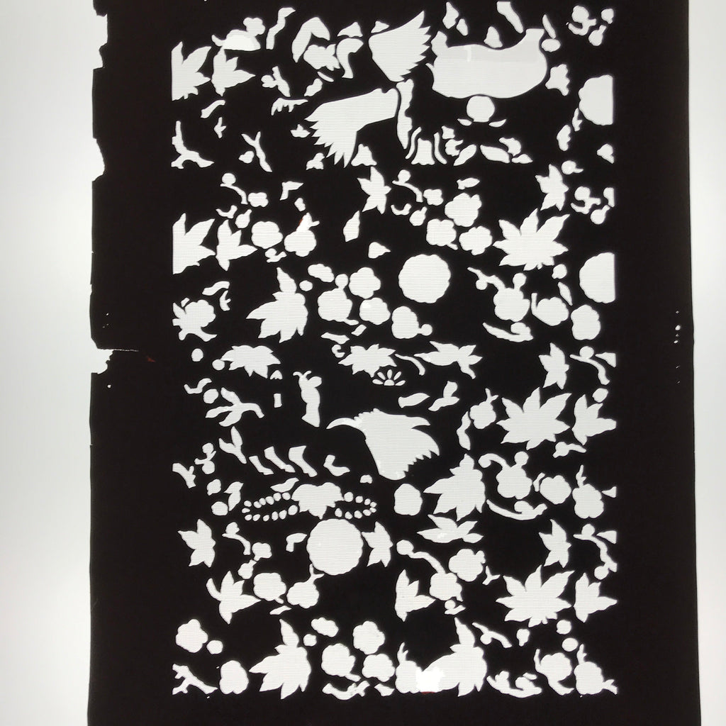 Antique Japanese Katagami Paper Kimono Stencil Katazome Flowers Design C913