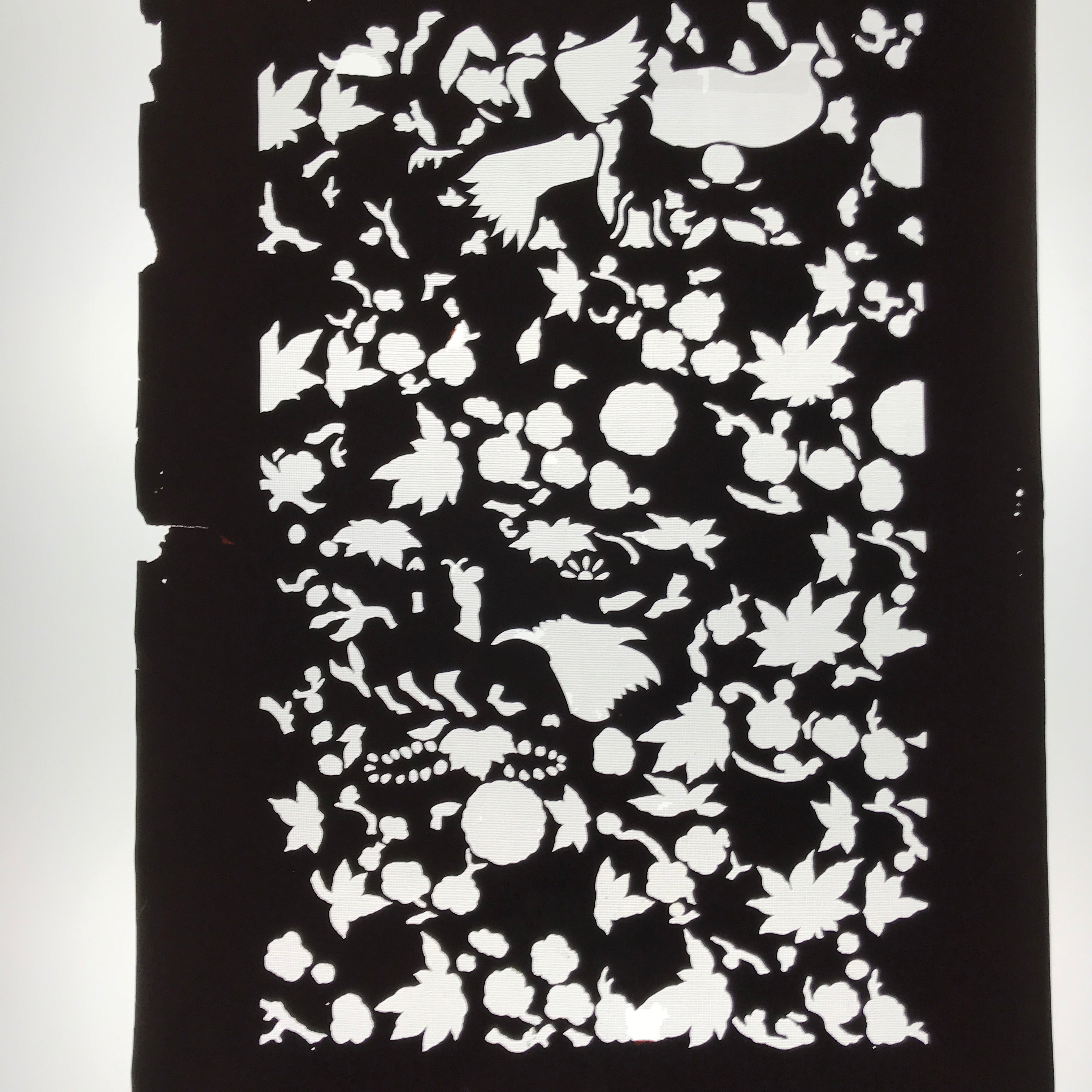 Antique Japanese Katagami Paper Kimono Stencil Katazome Flowers Design C913