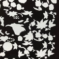 Antique Japanese Katagami Paper Kimono Stencil Katazome Flowers Design C913