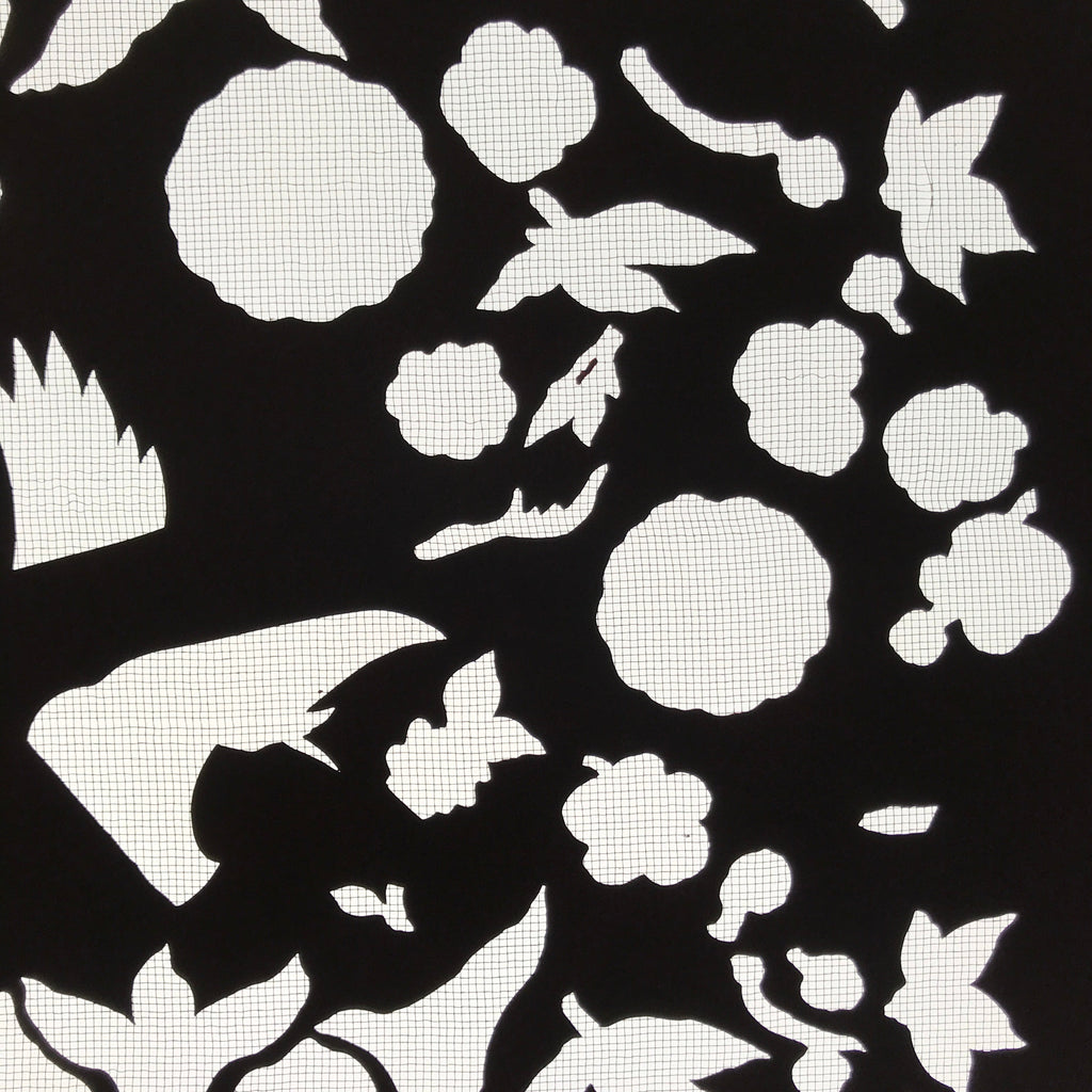 Antique Japanese Katagami Paper Kimono Stencil Katazome Flowers Leaves C912