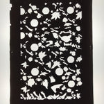 Antique Japanese Katagami Paper Kimono Stencil Katazome Flowers Leaves C912