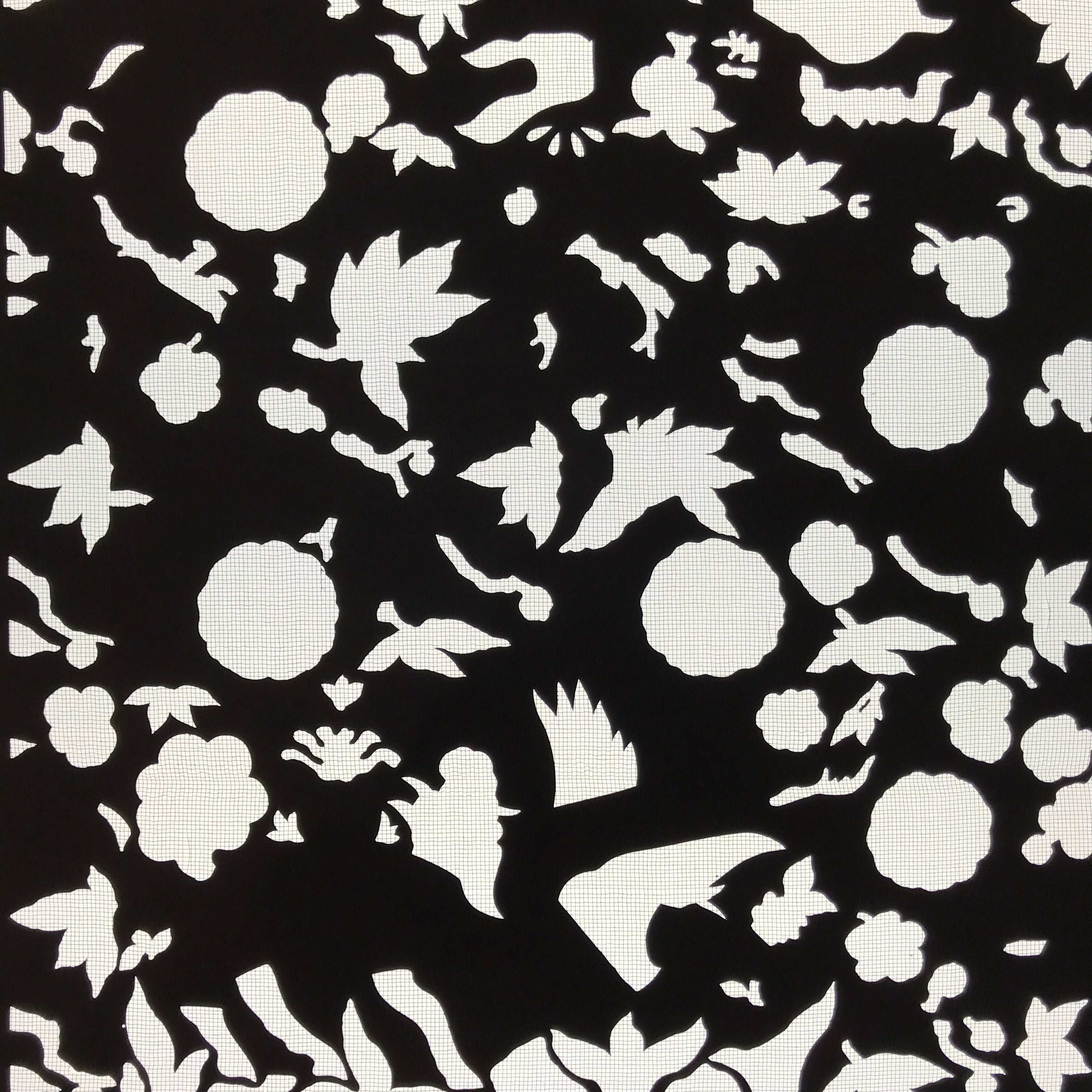 Antique Japanese Katagami Paper Kimono Stencil Katazome Flowers Leaves C912