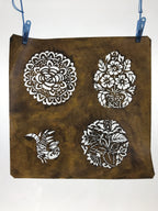 Antique Japanese Katagami Paper Kimono Stencil Katazome Flowers Rooster A652