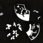 Antique Japanese Katagami Paper Kimono Stencil Katazome Folding Fan Plants C921