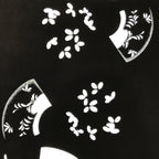 Antique Japanese Katagami Paper Kimono Stencil Katazome Folding Fan Plants C921