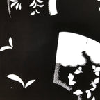 Antique Japanese Katagami Paper Kimono Stencil Katazome Folding Fan Plants C921