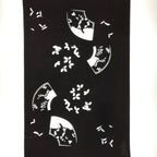 Antique Japanese Katagami Paper Kimono Stencil Katazome Folding Fan Plants C921