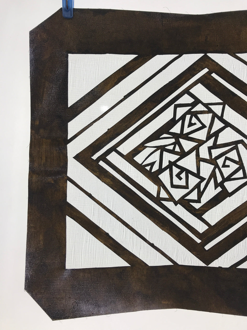 Antique Japanese Katagami Paper Kimono Stencil Katazome Geometric Rose A649