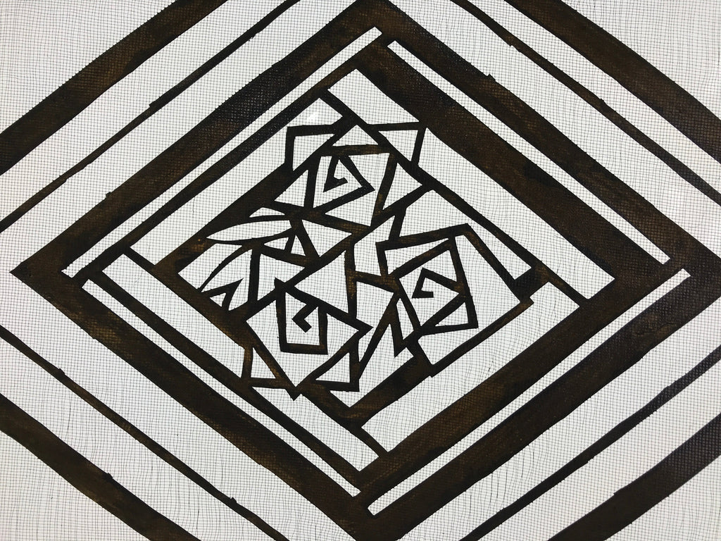 Antique Japanese Katagami Paper Kimono Stencil Katazome Geometric Rose A649