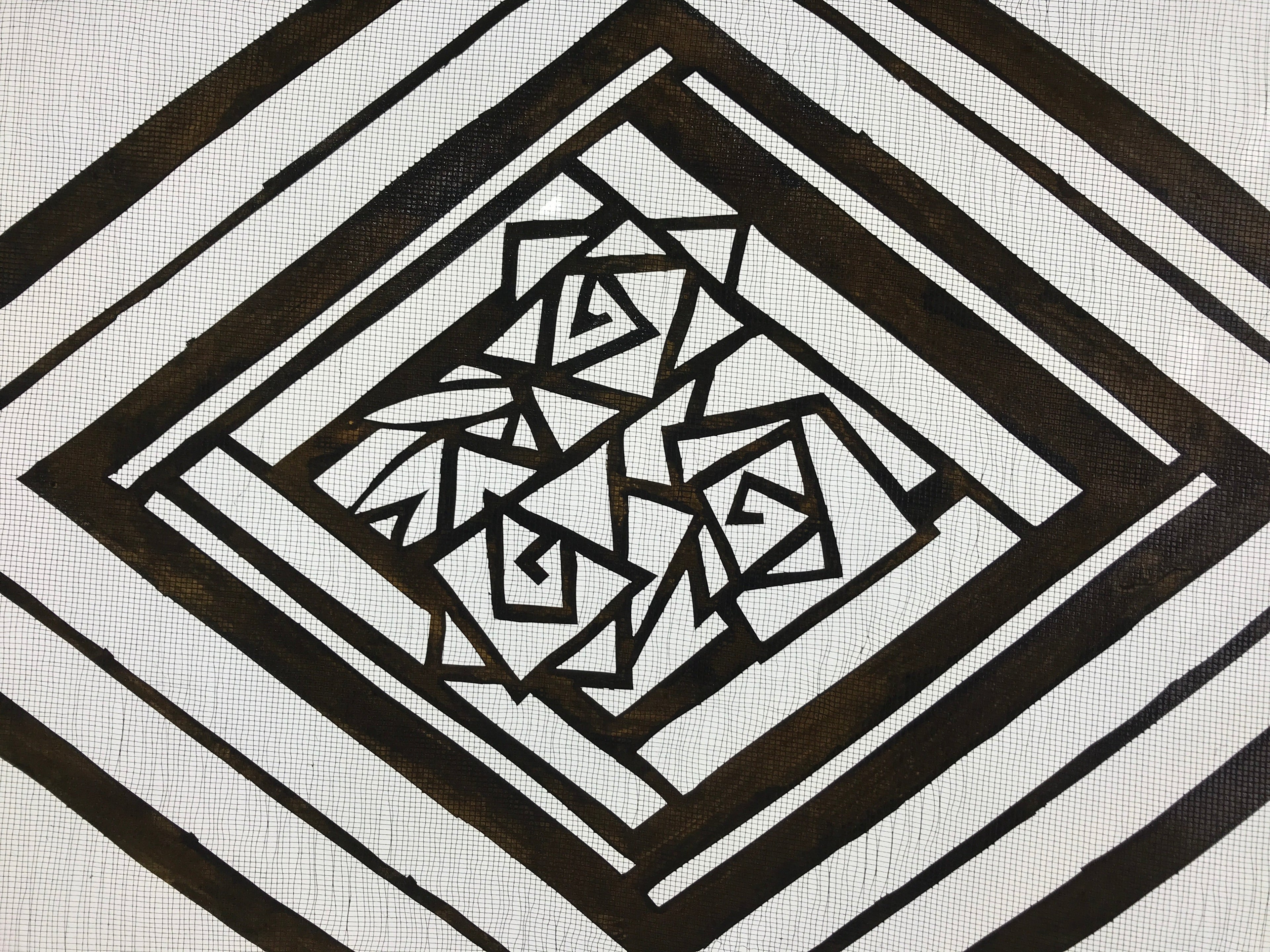 Antique Japanese Katagami Paper Kimono Stencil Katazome Geometric Rose A649