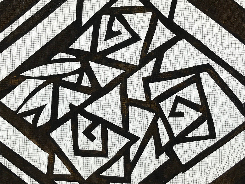 Antique Japanese Katagami Paper Kimono Stencil Katazome Geometric Rose A649