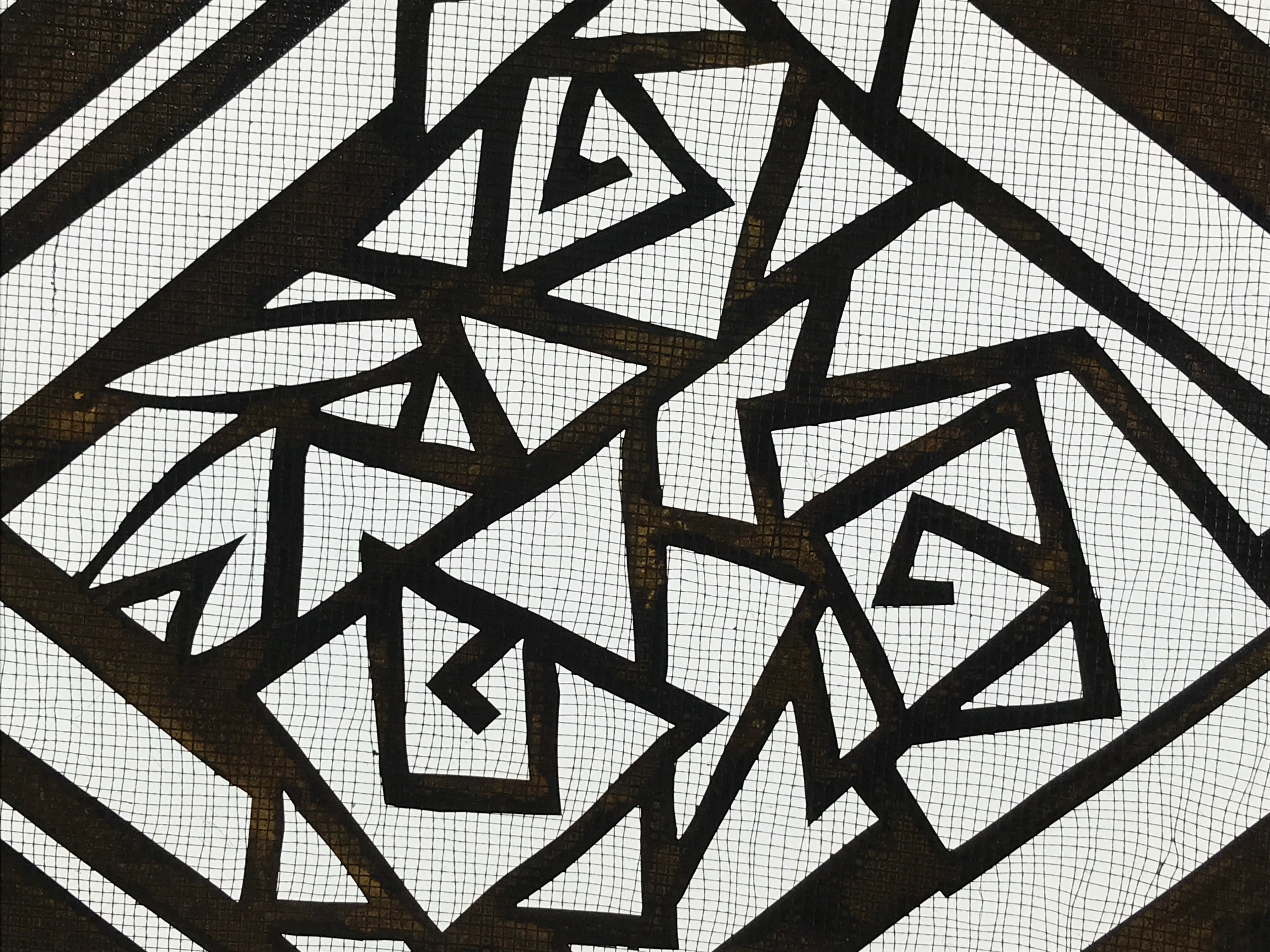 Antique Japanese Katagami Paper Kimono Stencil Katazome Geometric Rose A649