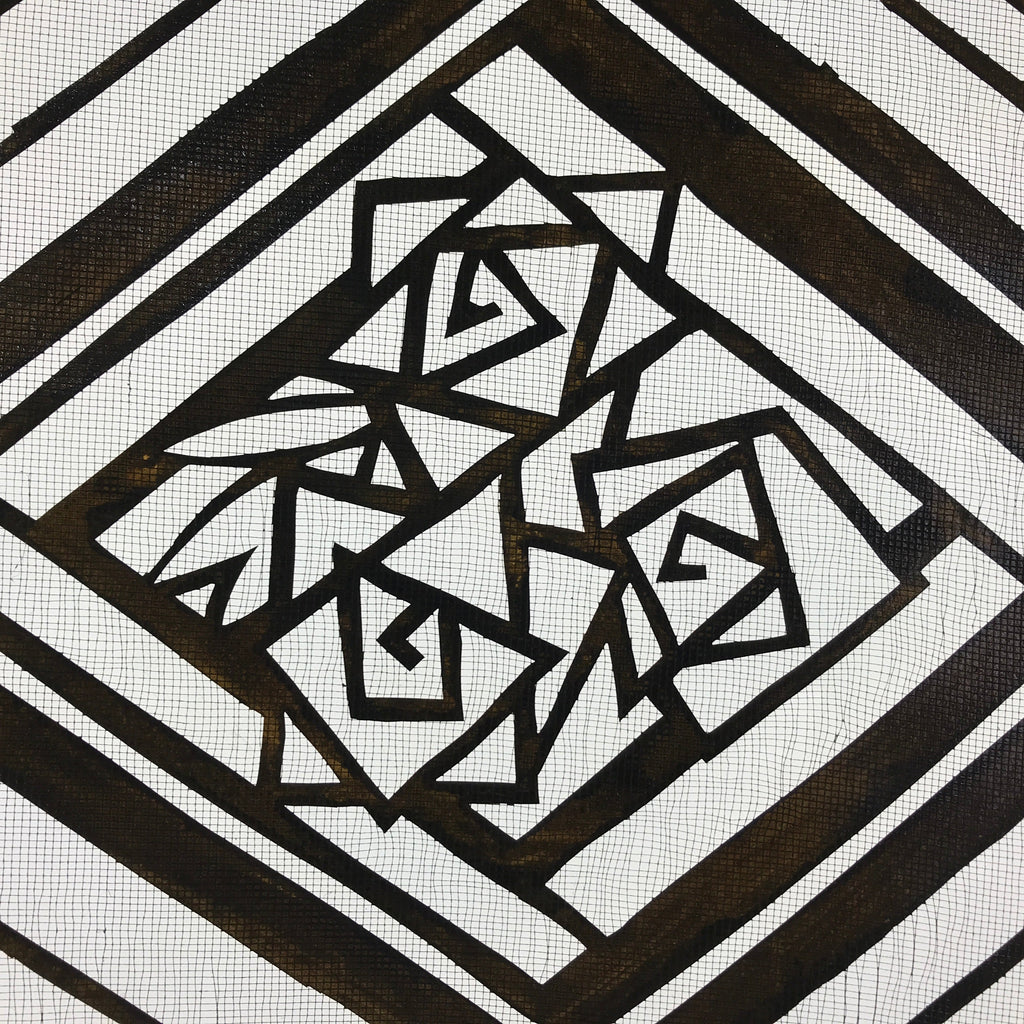 Antique Japanese Katagami Paper Kimono Stencil Katazome Geometric Rose A649